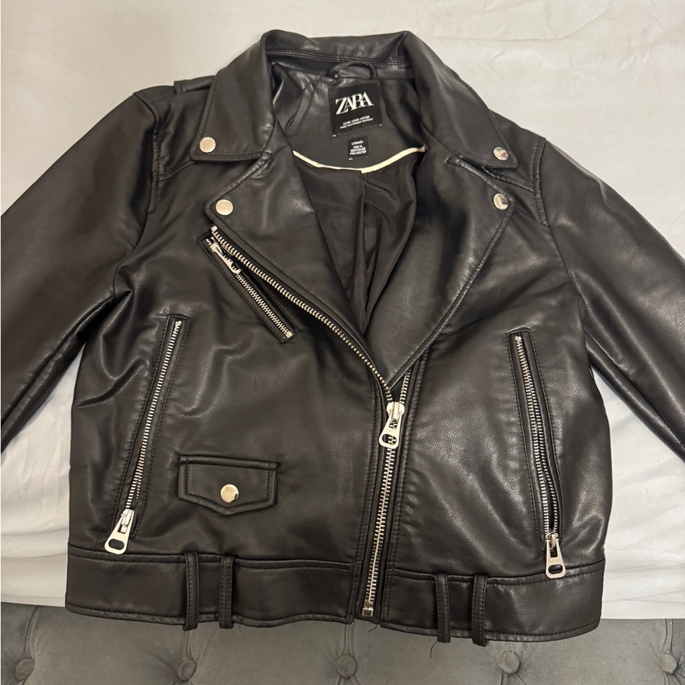 Zara Women's Black Leather Biker Jacket